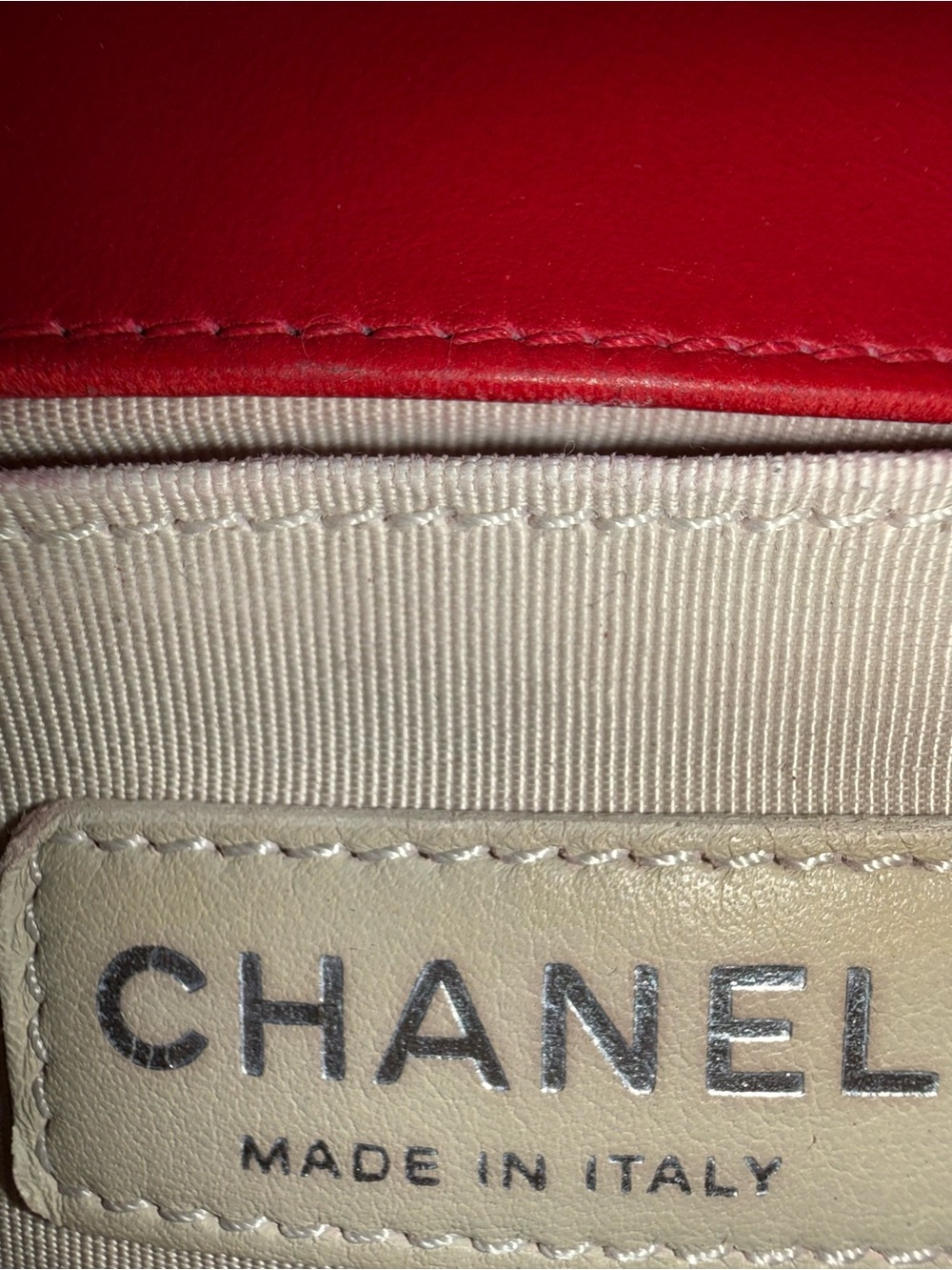 CHANEL Red Quilted Boy Flap Shoulder Bag with Silver Chain - Picture 8 of 10